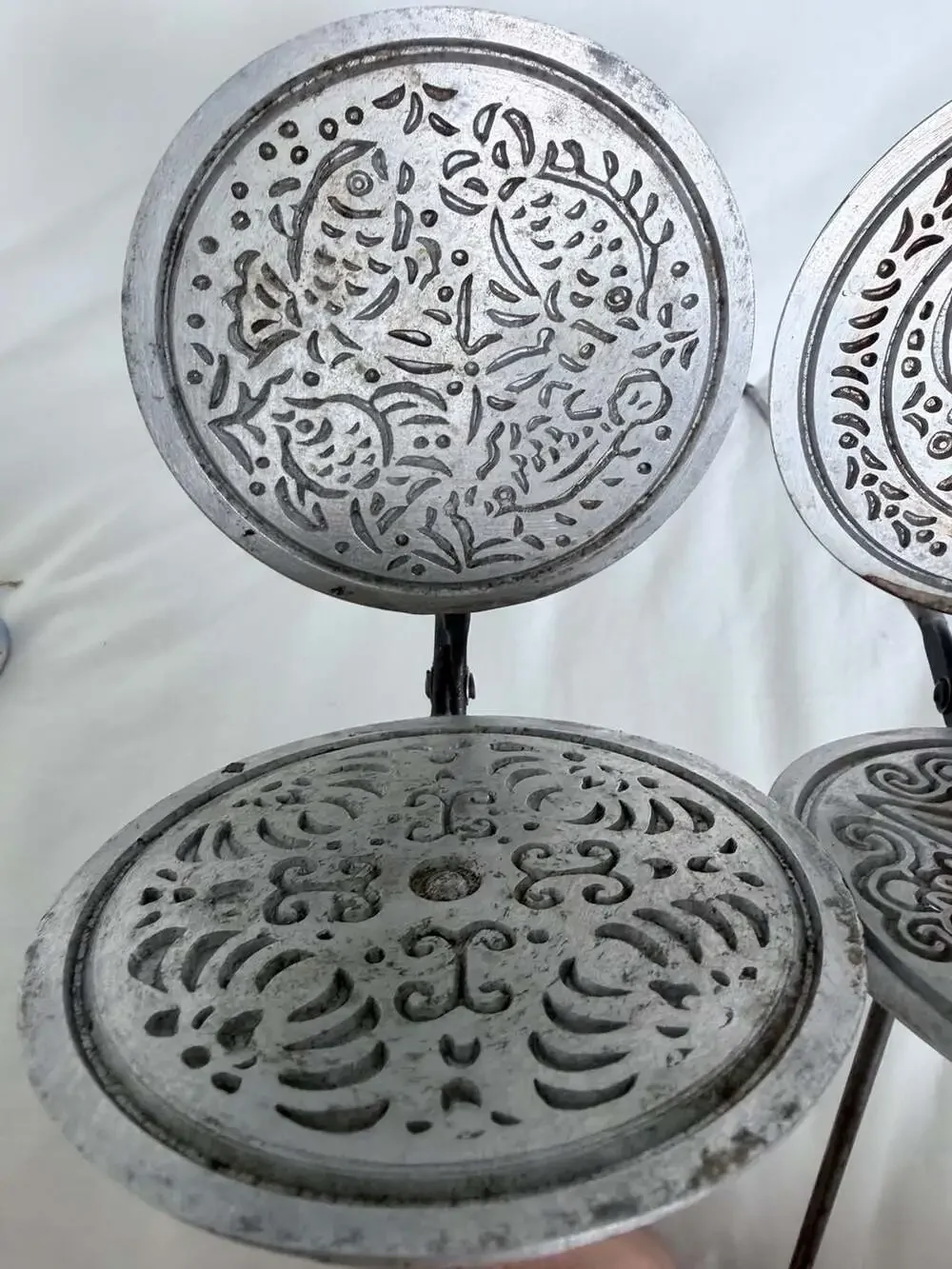 Vintage Traditional Kuih Kapit Love Letter Mold Egg Roll Maker Aluminum Pan Set